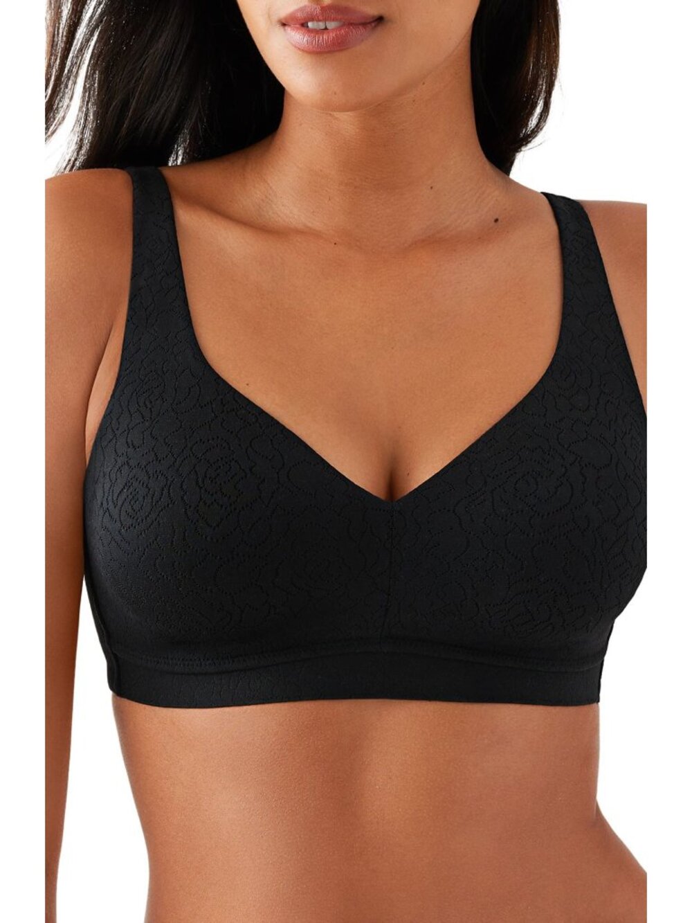 🆕WACOAL Inside Job Full Unpadded Wireless Bra 34C Black #852345 - Picture 3 of 8
